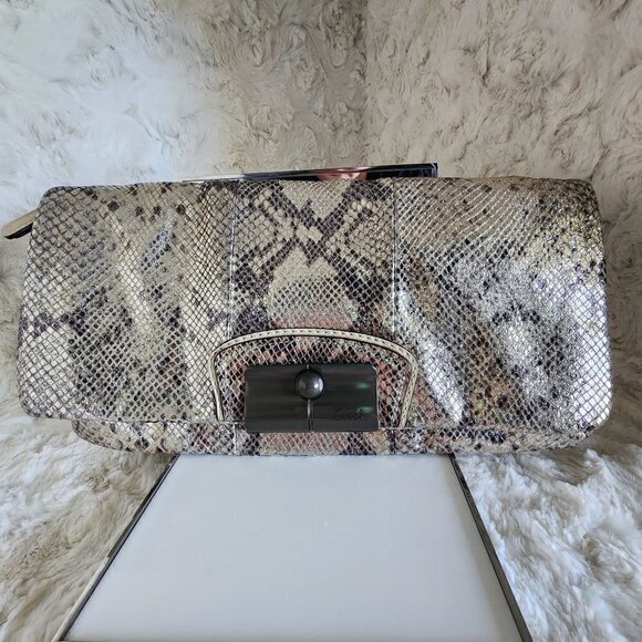 NWOT Coach Limited Edition Metallic Snakeskin Clutch Y2K - Picture 1 of 16
